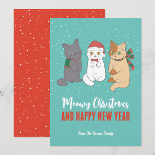 Cartes Pour Fêtes Annuelles Cute Kittens Chat Vacances d'hiver Meowy Noël
