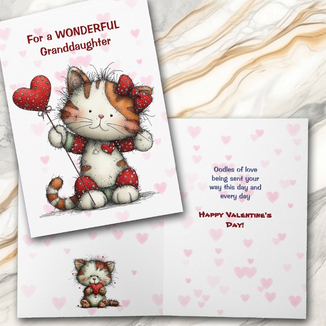 Cartes Pour Fêtes Annuelles Cute Kitty Cat Granddaughter Valentine Card (Créateur téléchargé)