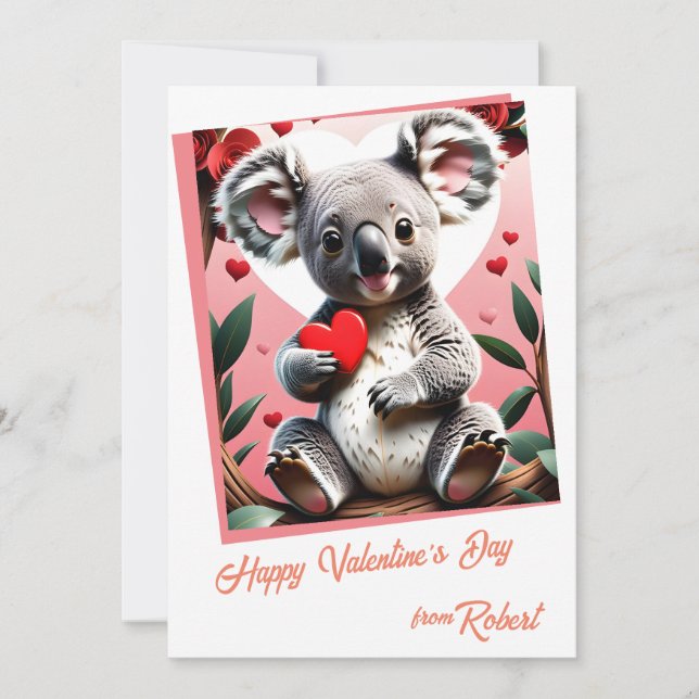 Cartes Pour Fêtes Annuelles Cute koala enfants Saint Valentin (Devant)
