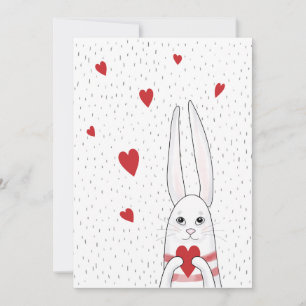 Cartes Pour Fêtes Annuelles Cute lapin tenant coeur