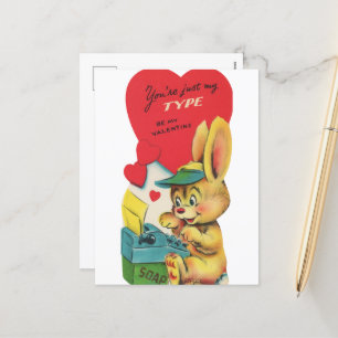 Cartes Pour Fêtes Annuelles Cute lapin Valentine vintage