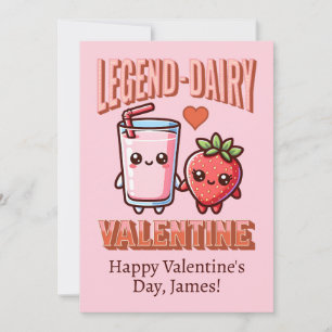 Cartes Pour Fêtes Annuelles Cute Légende Lait de fraise laitier Saint-Valentin