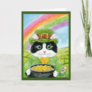 Cartes Pour Fêtes Annuelles Cute Leprechaun Chat, Souris, Saint Paddy's Day