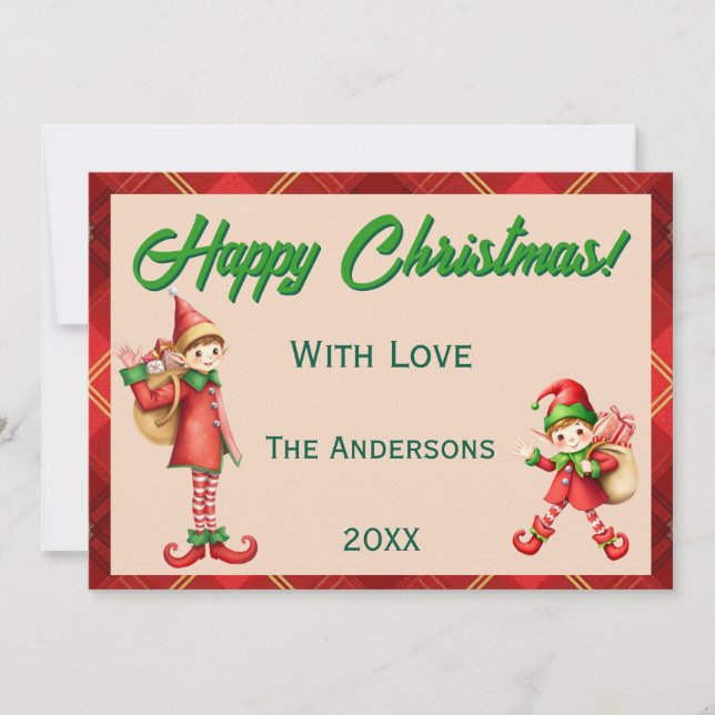 Cartes Pour Fêtes Annuelles Cute Little Elves - Personalized Christmas  (Devant)