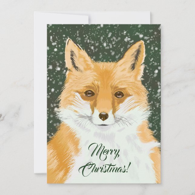 Cartes Pour Fêtes Annuelles Cute Little Red Fox - in snow Christmas generic.  (Devant)