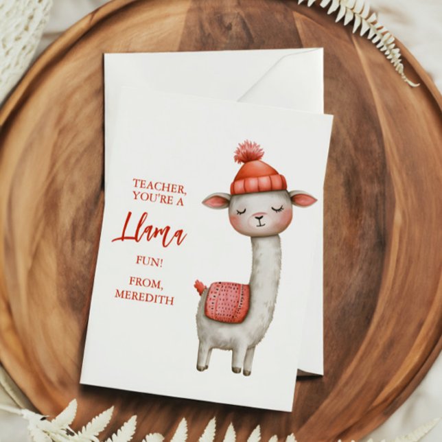 Cartes Pour Fêtes Annuelles Cute Llama Teacher Appreciation Valentine (Créateur téléchargé)