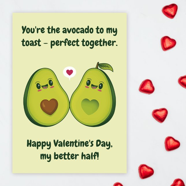 Cartes Pour Fêtes Annuelles Cute Love Avocado Happy Funny Valentines Day (Créateur téléchargé)
