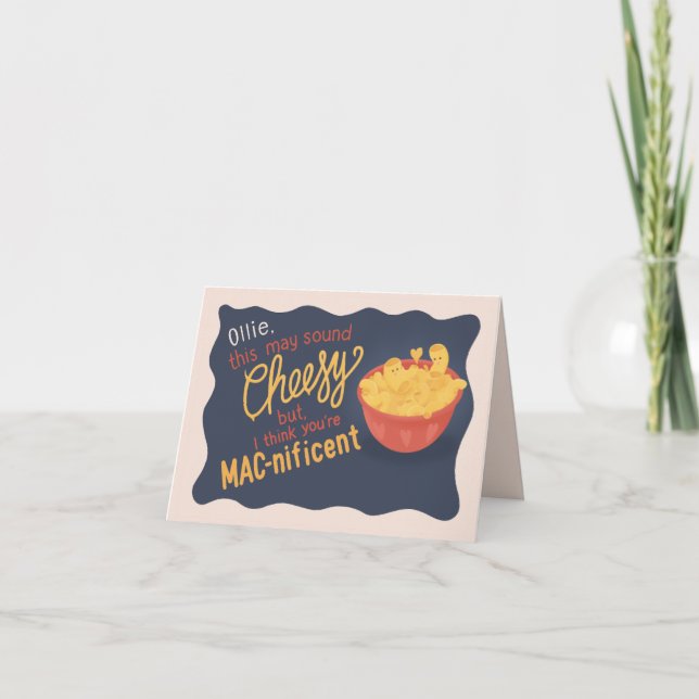 Cartes Pour Fêtes Annuelles Cute Mac magnifique Mac & Cheese personnalisé Vale (Devant)