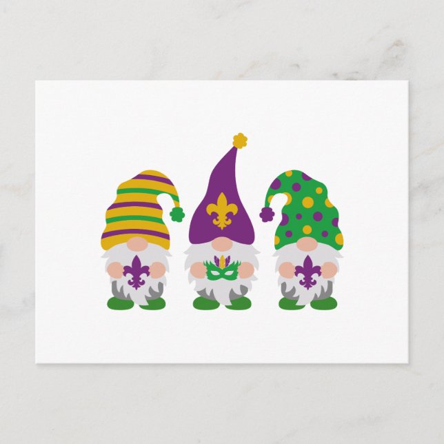 Cartes Pour Fêtes Annuelles Cute Mardi Gras Gnome (Devant)