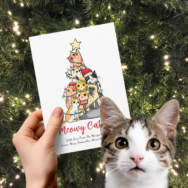 Cartes Pour Fêtes Annuelles Cute Meowy Catmas Cat Christmas Tree (Créateur téléchargé)