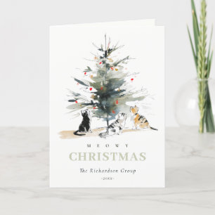 Cartes Pour Fêtes Annuelles Cute Meowy Christmas Tree Cats Logo d'entreprise