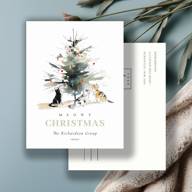 Cartes Pour Fêtes Annuelles Cute Meowy Christmas Tree Cats Logo d'entreprise (Créateur téléchargé)