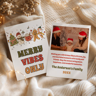 Cartes Pour Fêtes Annuelles Cute Merry Vibes Only Atmosphère Fantaisiste de No
