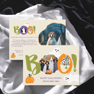Cartes Pour Fêtes Annuelles Cute Modern multi Boo fantômes 2 photos Halloween
