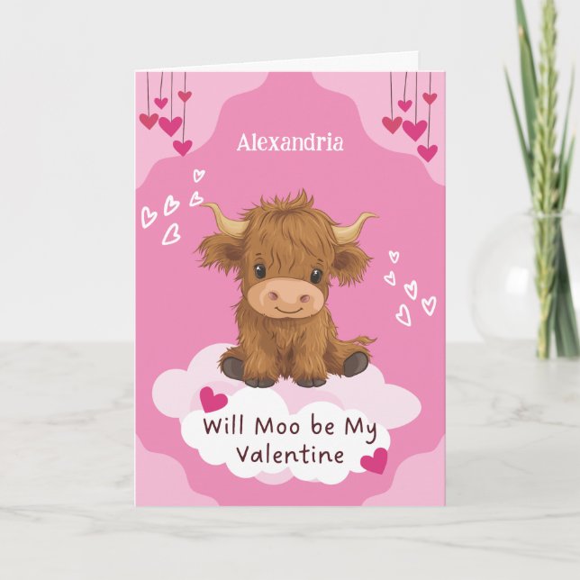 Cartes Pour Fêtes Annuelles Cute Moo Highland Vache Valentine (Devant)