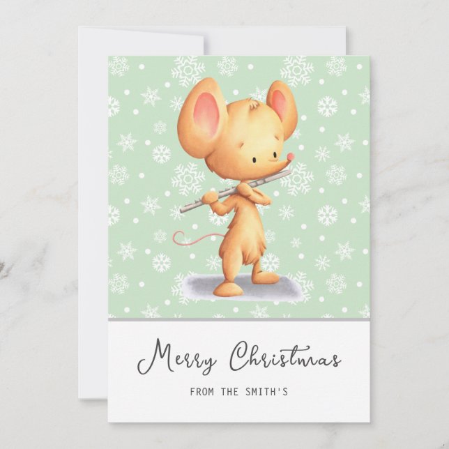 Cartes Pour Fêtes Annuelles Cute Mouse Musician Message Merry Christmas  (Devant)