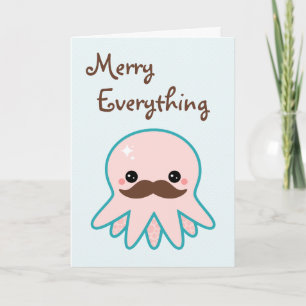 Cartes Pour Fêtes Annuelles Cute Mustache Octopus Holiday