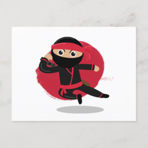 Cartes Pour Fêtes Annuelles Cute Ninja Warrior Black & Red Kids