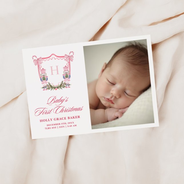 Cartes Pour Fêtes Annuelles Cute Nutcracker Christmas Monogram Crest Baby (Créateur téléchargé)