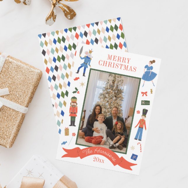 Cartes Pour Fêtes Annuelles Cute Nutcracker photo verticale Noël (Créateur téléchargé)