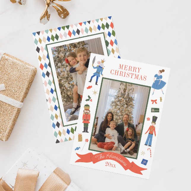 Cartes Pour Fêtes Annuelles Cute Nutcracker photo verticale Noël (Créateur téléchargé)