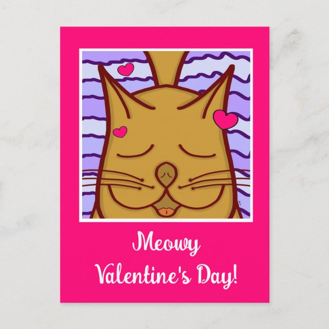 Cartes Pour Fêtes Annuelles Cute Orange Ginger Cat Meowy Joyeux Valentines Day (Devant)