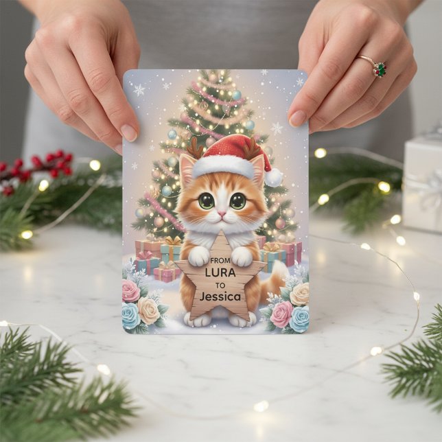 Cartes Pour Fêtes Annuelles Cute Orange Tabby Kitten Personalized Christmas (Créateur téléchargé)