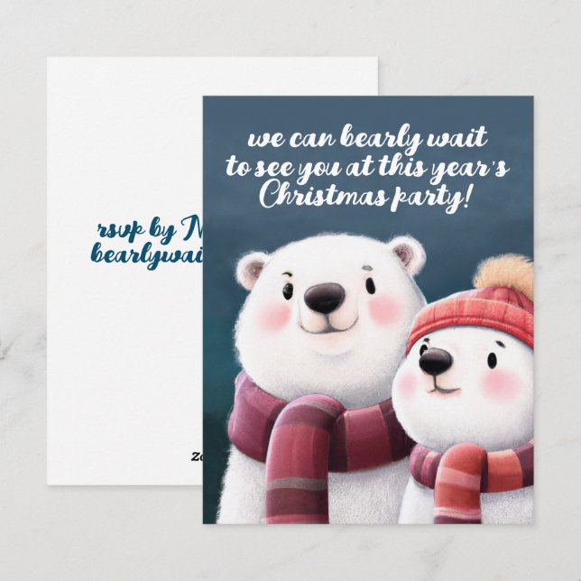 Cartes Pour Fêtes Annuelles Cute Ours Polaire Cubs Portant Des Écharpes (Devant / Derrière)