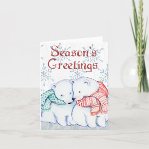 Cartes Pour Fêtes Annuelles Cute Ours Polaires Noël Joyeuses Fêtes