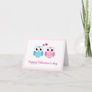 Cartes Pour Fêtes Annuelles Cute owl couple pink love hearts Valentine