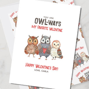 Cartes Pour Fêtes Annuelles Cute Owl Friend Valentine's Day