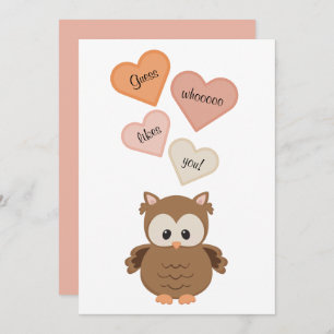 Cartes Pour Fêtes Annuelles Cute Owl Guess qui vous aime ! St-Valentin