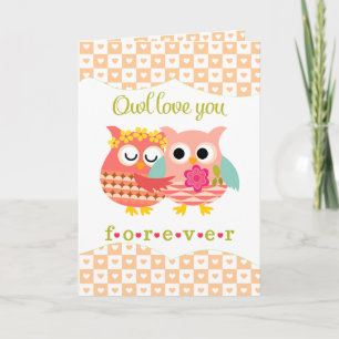 Cartes Pour Fêtes Annuelles Cute Owl Je t'aimerai pour la Saint Valentin