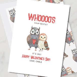 Cartes Pour Fêtes Annuelles Cute Owl Pun Bestie Saint Valentin