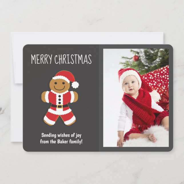 Cartes Pour Fêtes Annuelles Cute pain d'épices Père Noël Photo Noël (Devant)