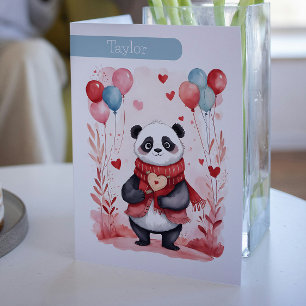 Cartes Pour Fêtes Annuelles Cute Panda Love Heart Personnalisé Valentine