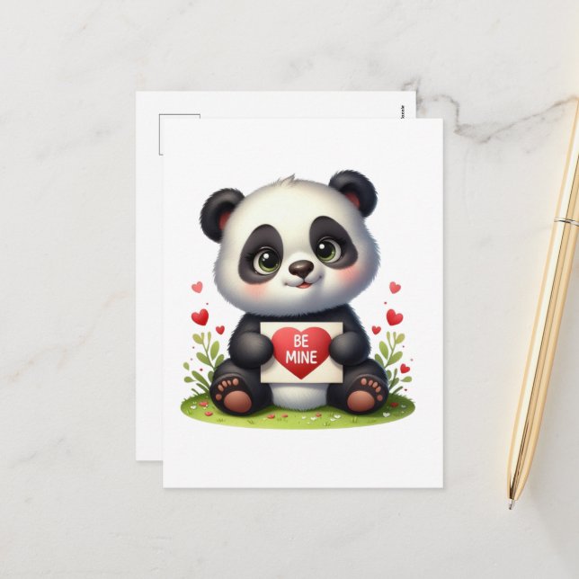 Cartes Pour Fêtes Annuelles Cute panda ours mine (Devant/Arrière en situation)