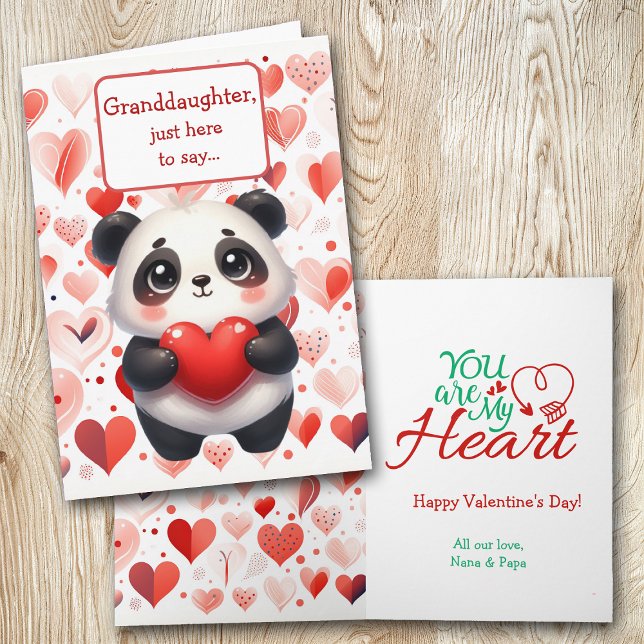 Cartes Pour Fêtes Annuelles Cute Panda Ours Rouge Coeur Petite-fille Valentine (Créateur téléchargé)