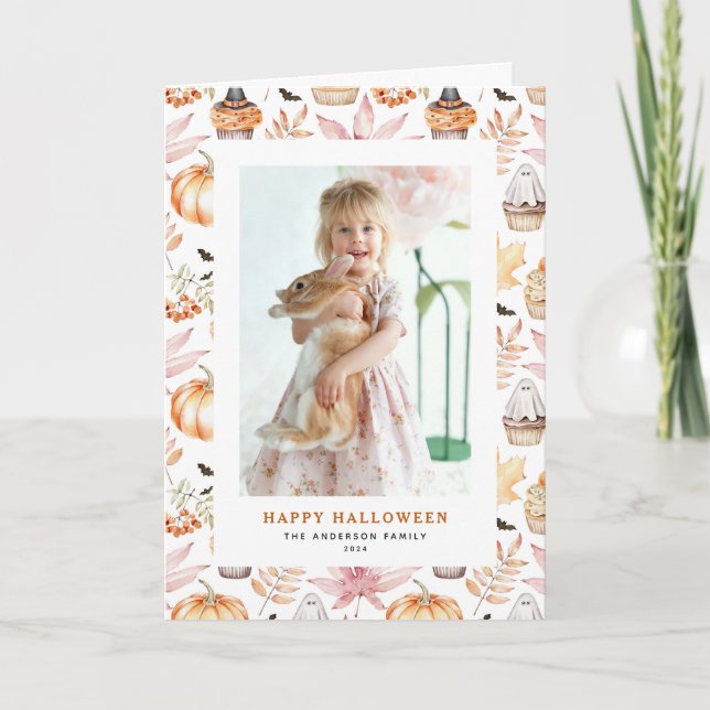 Cartes Pour Fêtes Annuelles Cute Pastel Éffrayant Cupcakes Happy Halloween Pho (Devant)