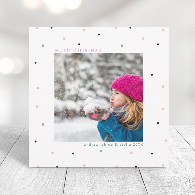Cartes Pour Fêtes Annuelles Cute Pastel Photo de neige Carré de Noël (Créateur téléchargé)