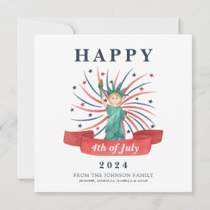 Cartes Pour Fêtes Annuelles Cute Patriotique Rouge Blanc Et Bleu 4 juillet
