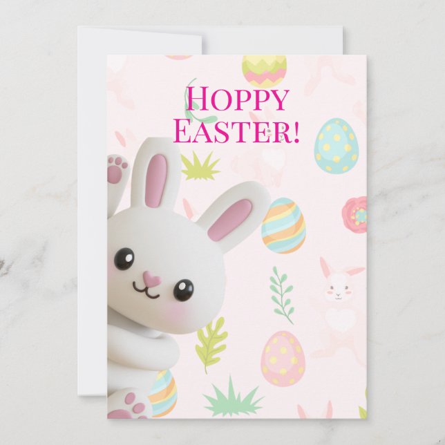 Cartes Pour Fêtes Annuelles Cute Peeking Bunny Hoppy Easter (Devant)