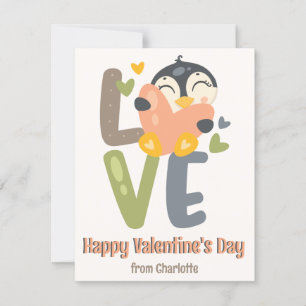 Cartes Pour Fêtes Annuelles Cute Penguin Amour Enfants Classe Saint-Valentin 