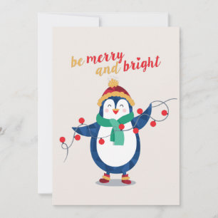 Cartes Pour Fêtes Annuelles Cute Penguin Be Merry and Bright Christmas