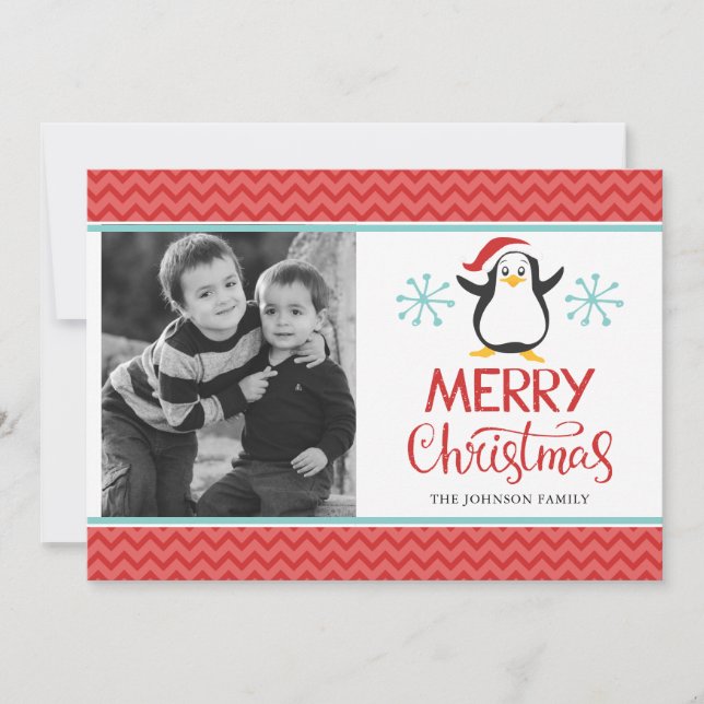 Cartes Pour Fêtes Annuelles Cute Penguin  Christmas/Holiday Photo Card (Devant)