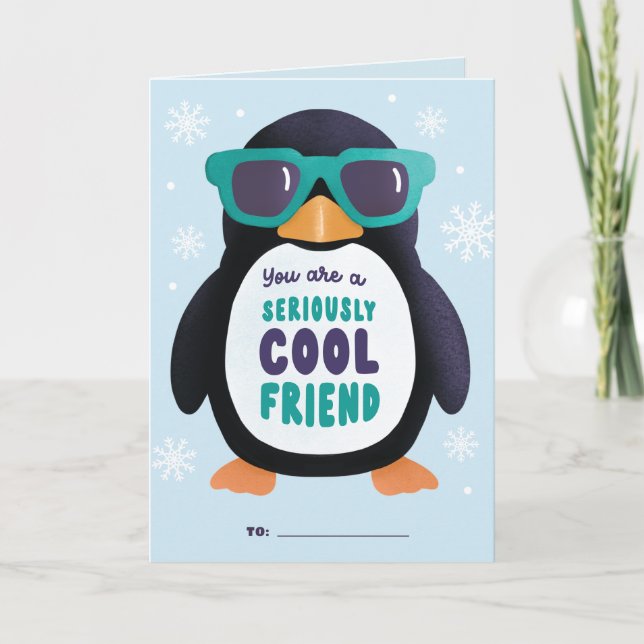 Cartes Pour Fêtes Annuelles Cute Penguin Cool Ami Classe Saint Valentin (Devant)