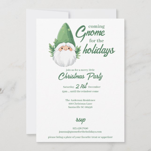 Cartes Pour Fêtes Annuelles Cute Père Noël Gnome pour les Fêtes (Devant)