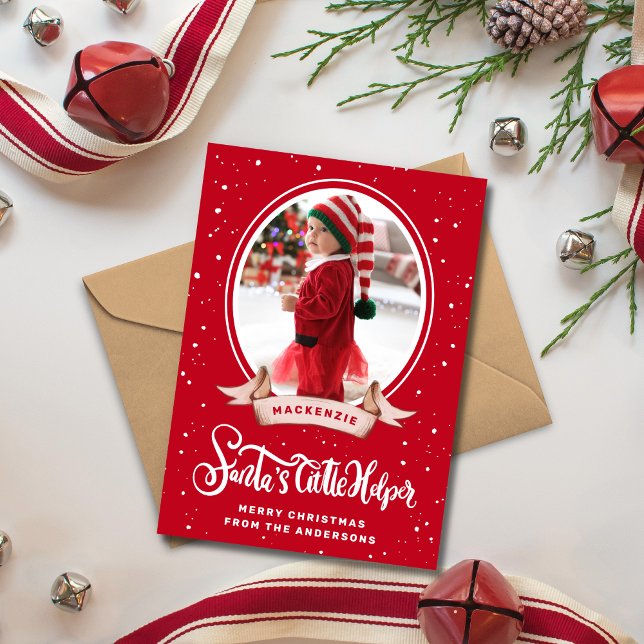 Cartes Pour Fêtes Annuelles Cute Père Noël Helper Christmas Photo (Créateur téléchargé)