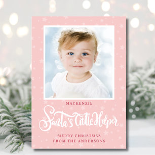 Cartes Pour Fêtes Annuelles Cute Père Noël Helper Little Girl Photo de Noël
