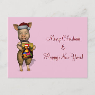 Cartes Pour Fêtes Annuelles Cute Père Noël Piggie Montrer Une Image Personnali